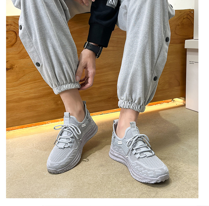 Men's Shoes Mesh Breathable Fly Woven Mesh Lace Up Running Shoes