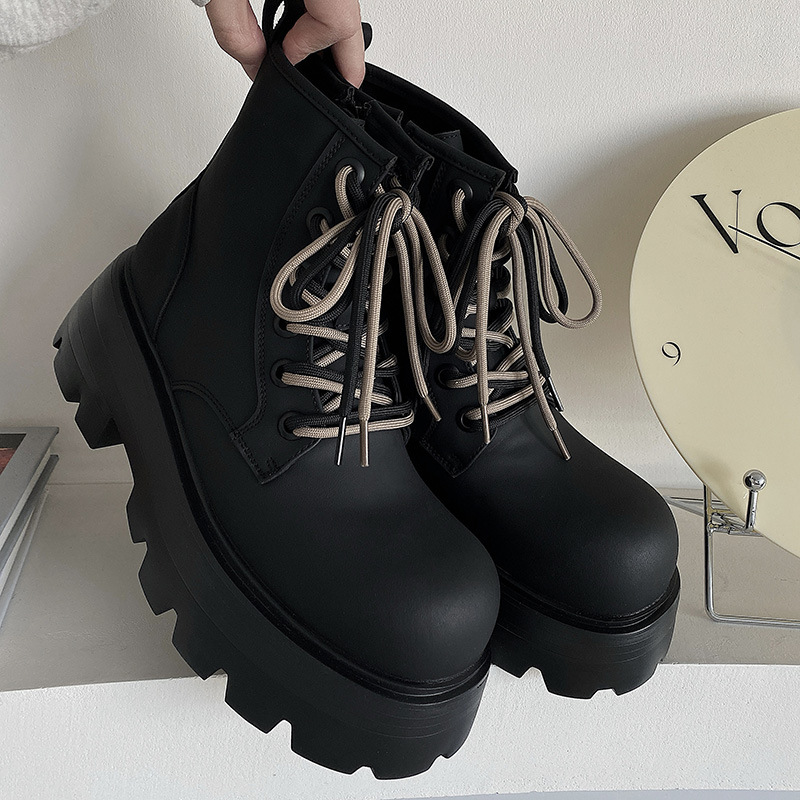 Martin Boots Height Increasing Lace-up Motorcycle High-top Leather Boots foto 4