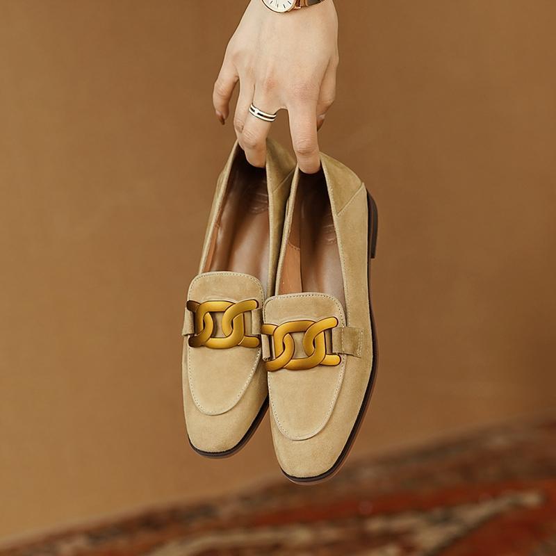 Retro Metal Buckle Slip On Loafer Shoes foto 5