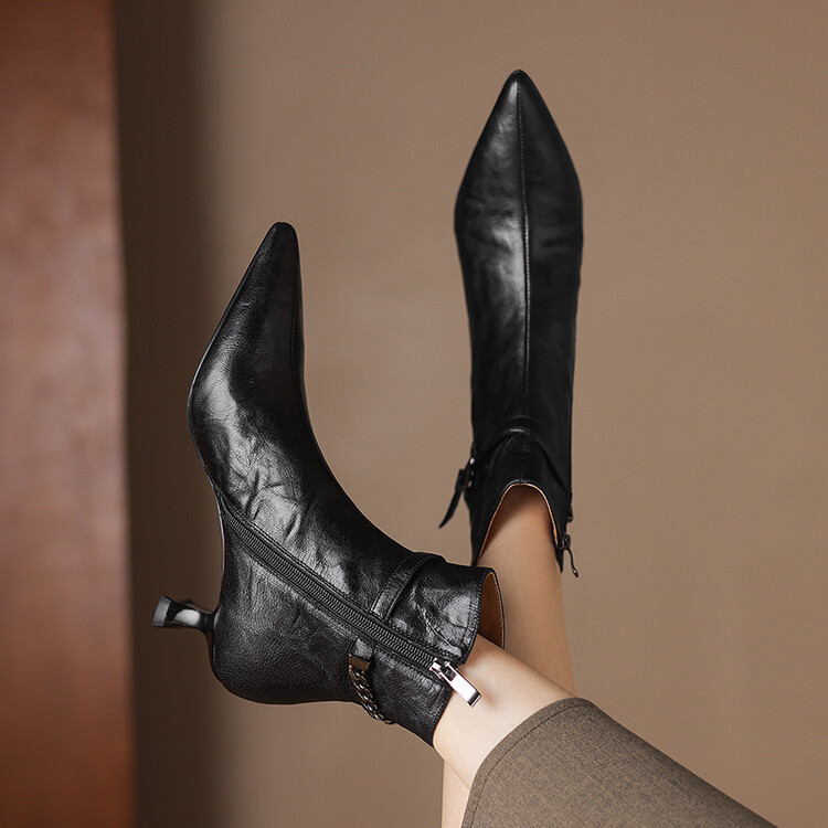 Womens French-style Pointed-toe Stiletto Ankle Boots foto 3