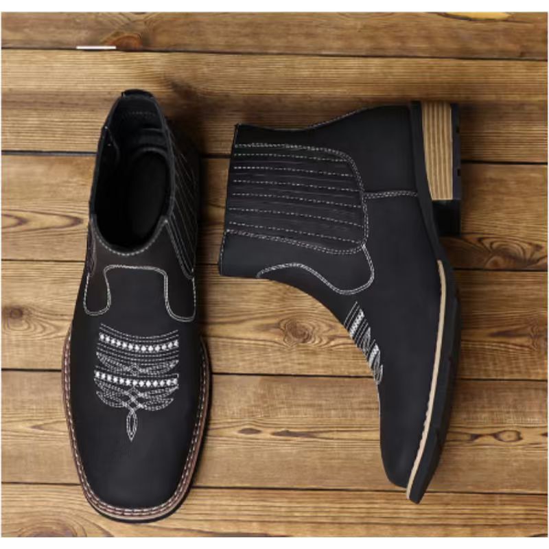 Embroidered Ankle High Mens Martin Boots foto 4