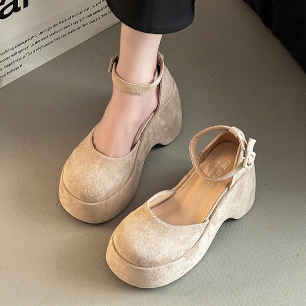 Retro Closed Toe All-match Buckle Women's Thick Heel Shoes Fashion foto 3