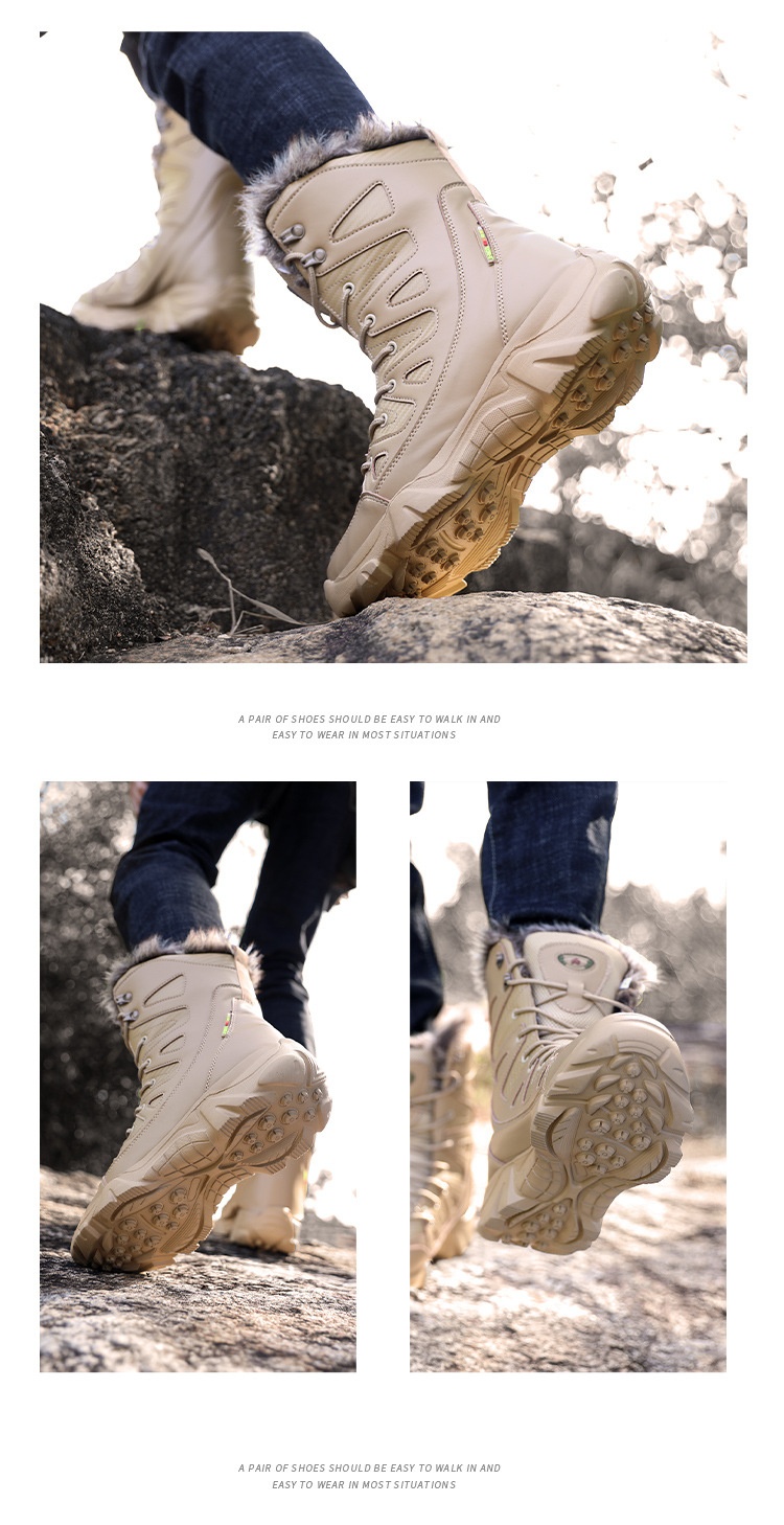 Snow Boots Cotton Boots Winter High-top Fleece-lined Warm Slugged Bottom Lace-up foto 2