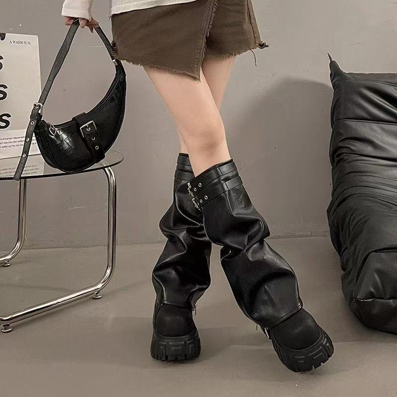 Same-style Thick-soled Brown Boots Womens New Chunky-leg Design foto 4