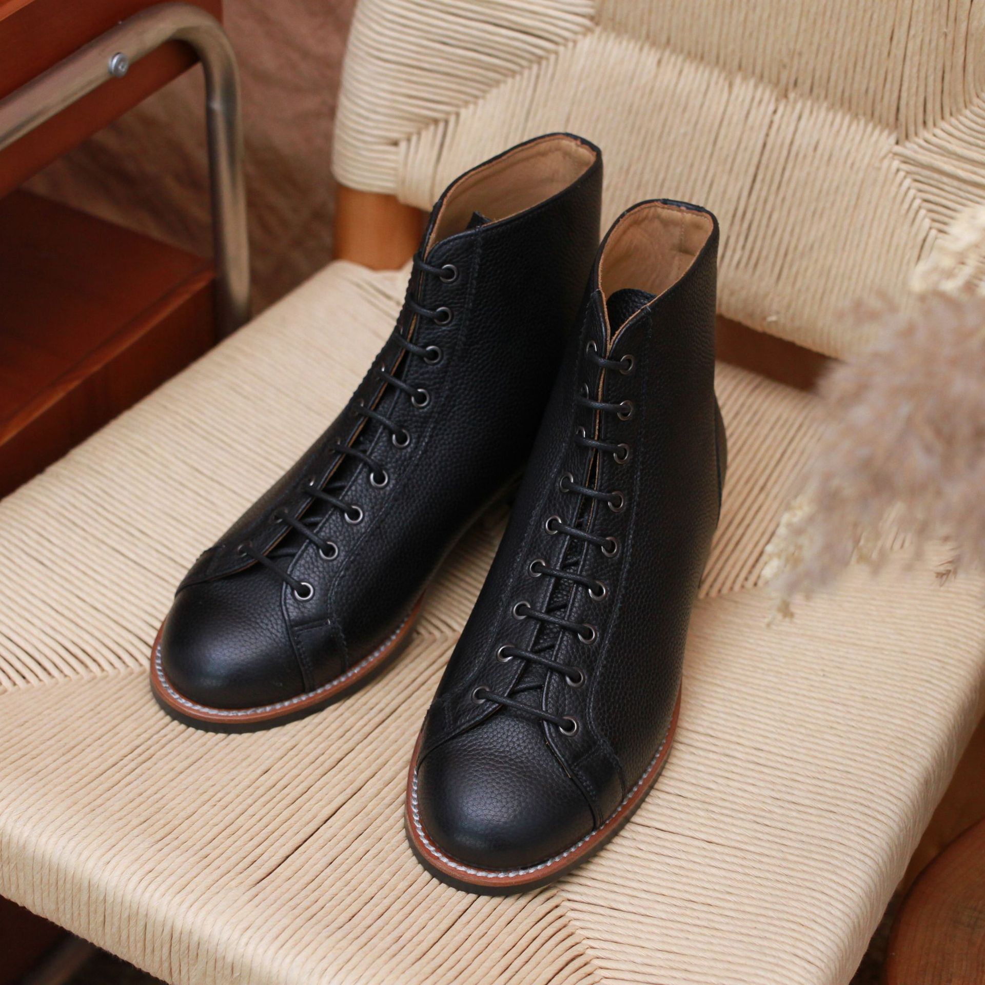 Men's Height-increasing Square Toe High-top Martin Boots foto 2