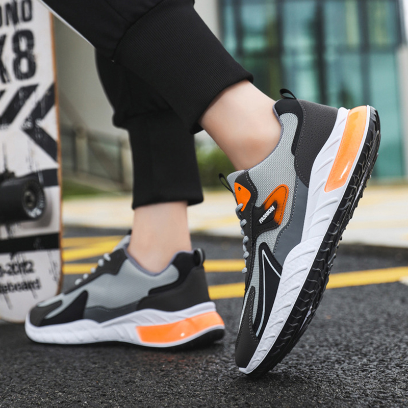 Color-blocked Sneakers Fashion Breathable Lace Up Mesh Sports Shoes For Men Casual Outdoor Running Walking Shoes foto 4