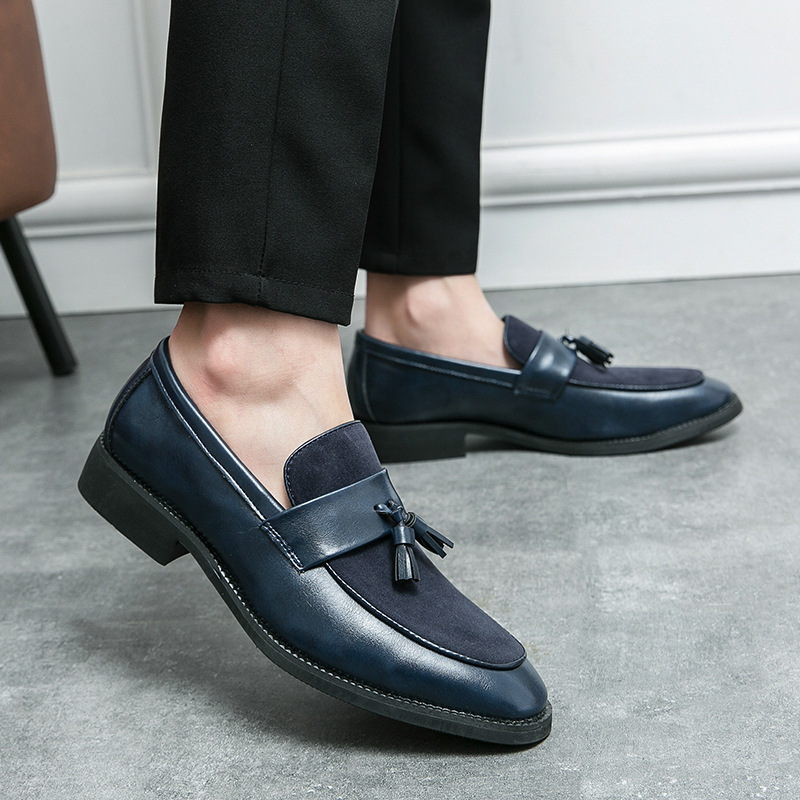 Men's Leather Shoes British Trend Slip-on Business Formal Men's Shoes foto 3