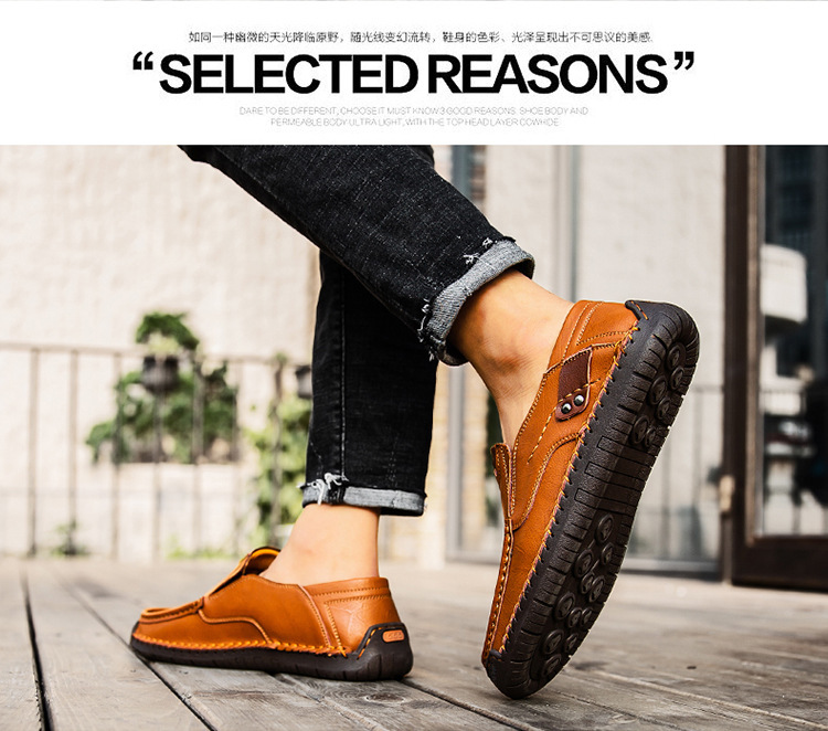 Men's Outdoor Casual Handmade Flat Leather Shoes foto 5