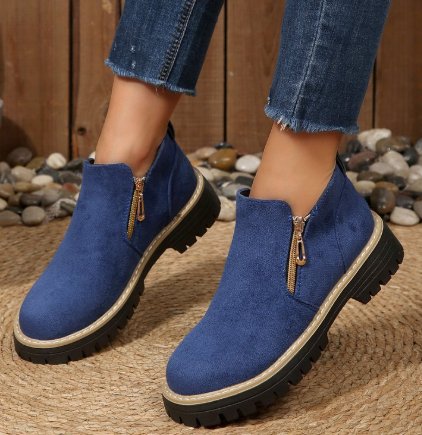 Fashion Ankle Boots With Side Zipper Ins Chunky Boots Autumn Winter Suede Shoes Women foto 5