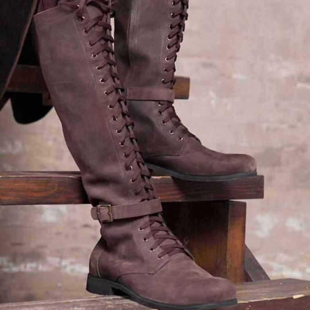 Long Boots Female High Tube Lace-up Low Heel foto 5
