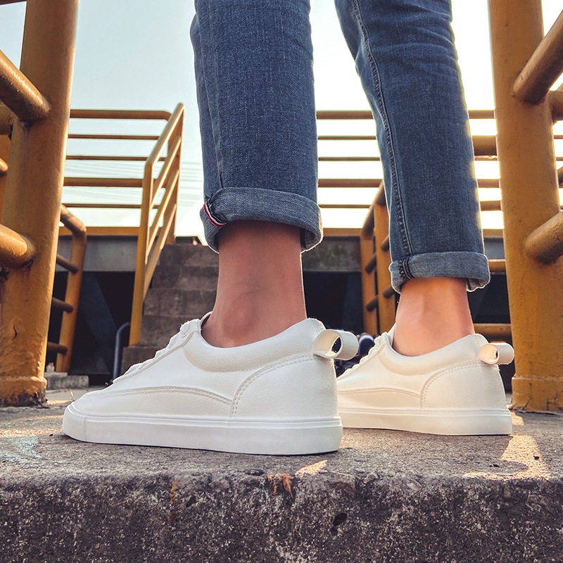 White Shoes Men's Four Seasons Breathable Teenagers Pure White foto 3