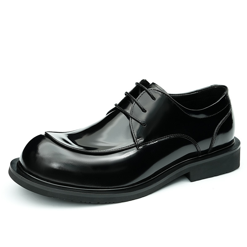 Wide Feet Leather Shoes Men's Genuine Leather High-grade Patent Leather Bright Surface foto 3