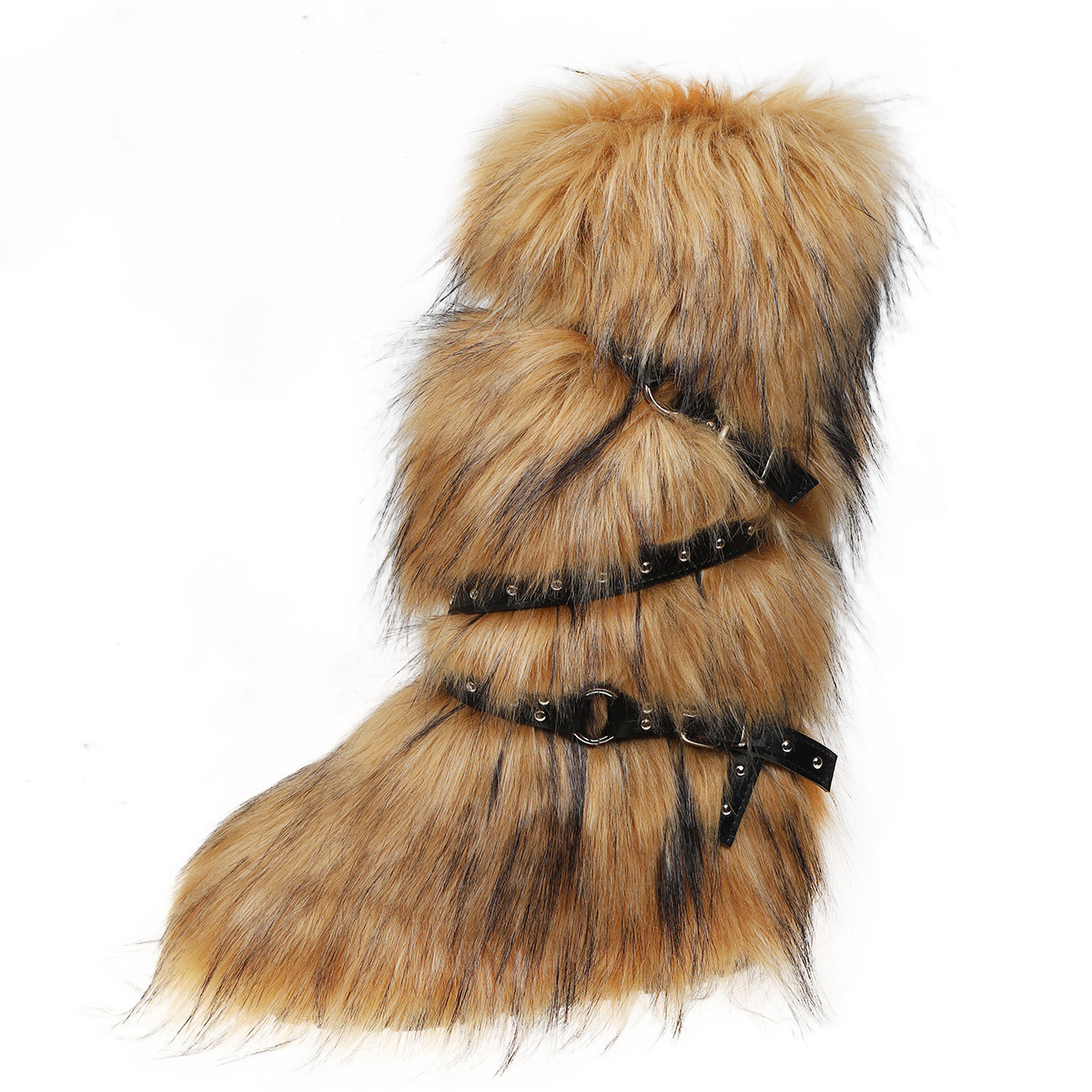 Fur-lined Tall Boots With A Cross-strap Buckle foto 3