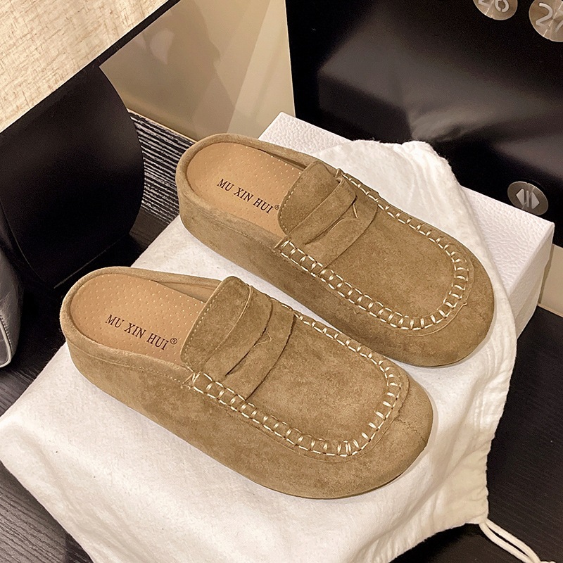 Slide-on Closed-toe Backless Retro Chunky-sole Casual Slippers foto 3