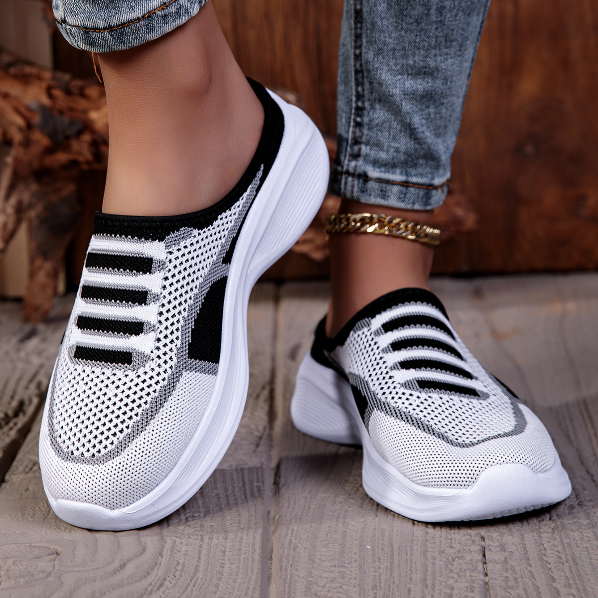 Flyknit Casual Slip-On Mesh Womens Shoes foto 3