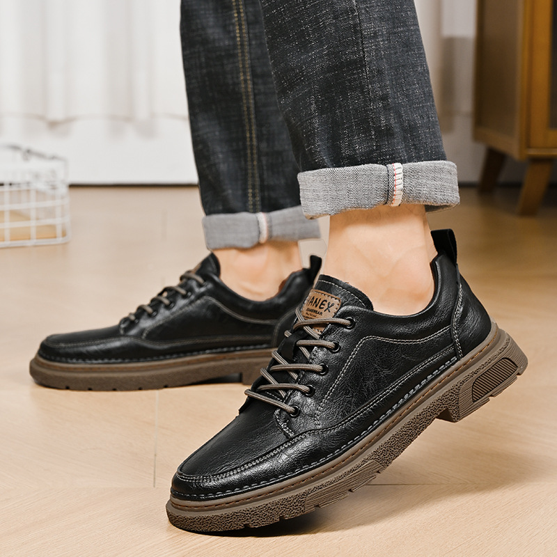 Low-cut Cowhide Upper Handmade Hikingcross-country Casual Shoes foto 2