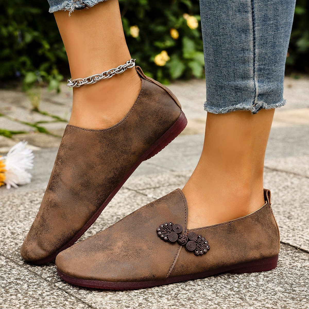 New Slippers Retro Buckle Closed-toe Slippers Women foto 3