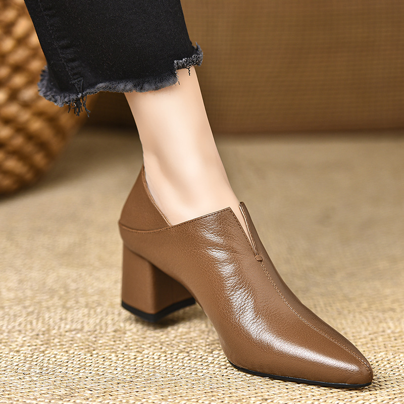 Deep-toe High-heeled Pointed-toe Mid-heel Shoes Springautumn New Style foto 4