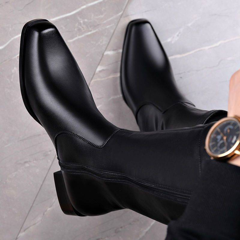 Men's Pointed Toe Business High-top Leather Boots foto 4