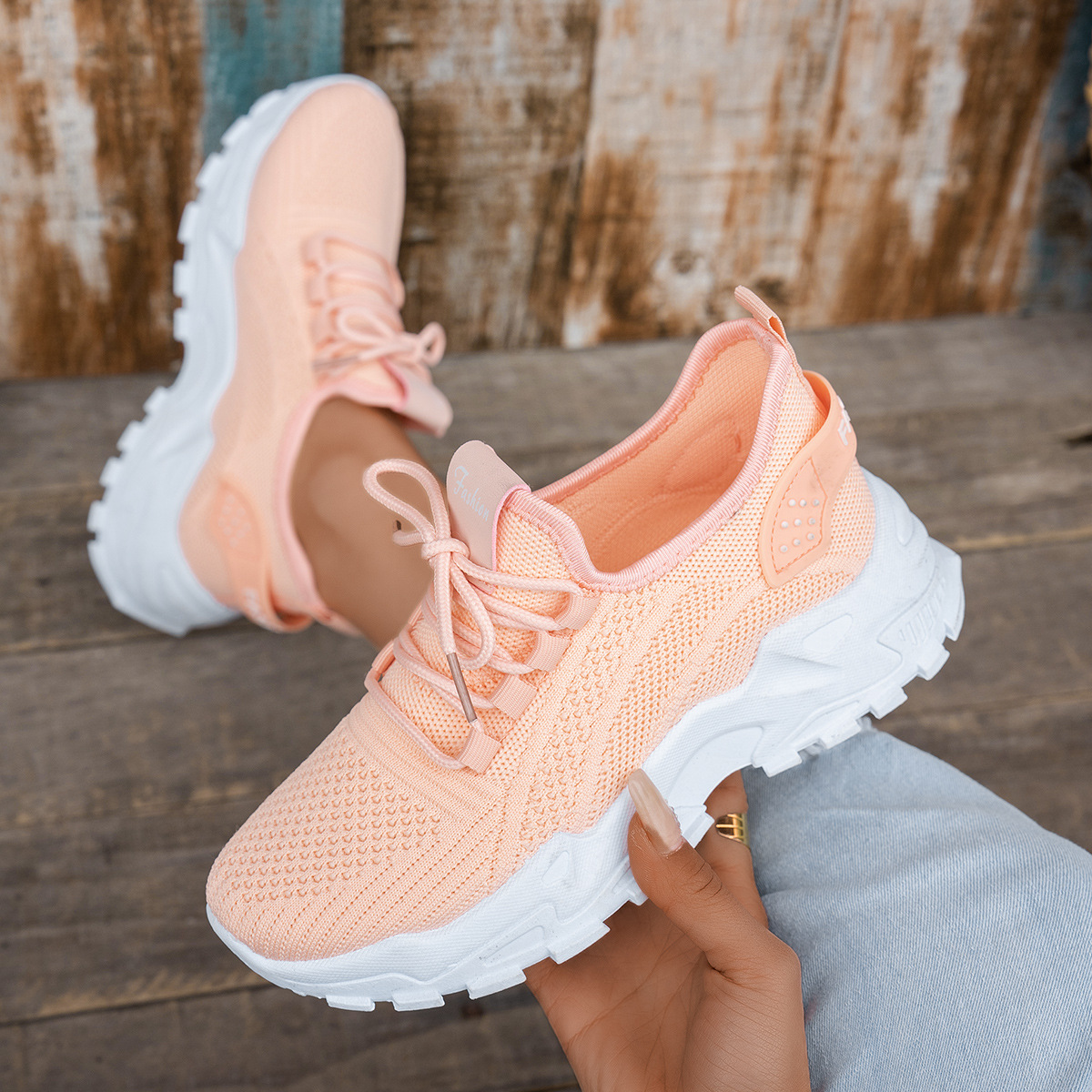 Flyknit Mesh Women's Thin Breathable Sports Casual Shoes foto 5