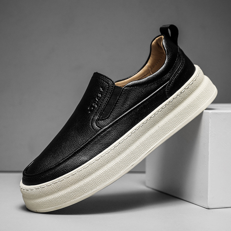 Men's Leather Shoes Fashion Platform Casual Slip-on Driving Shoes foto 5