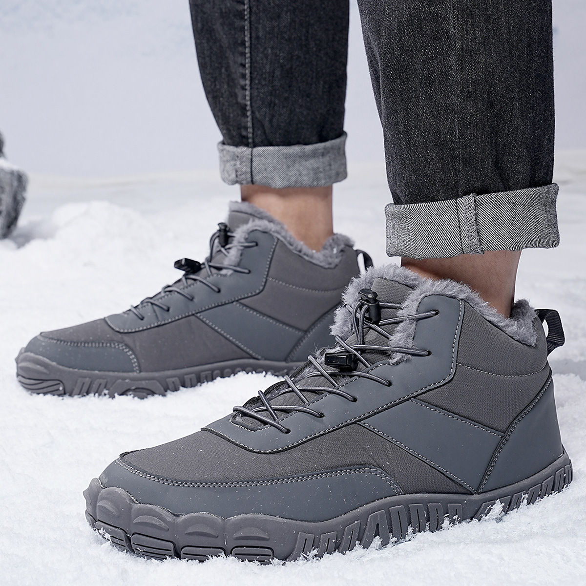 Outdoor Men's Five-finger Cotton-padded Shoes Hiking Snow Boots foto 3