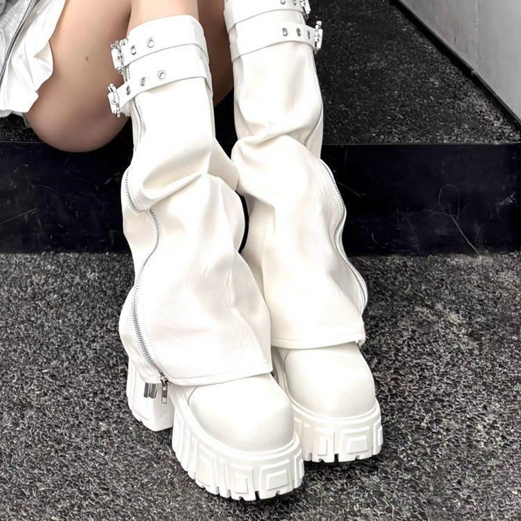 Same-style Thick-soled Brown Boots Womens New Chunky-leg Design foto 5