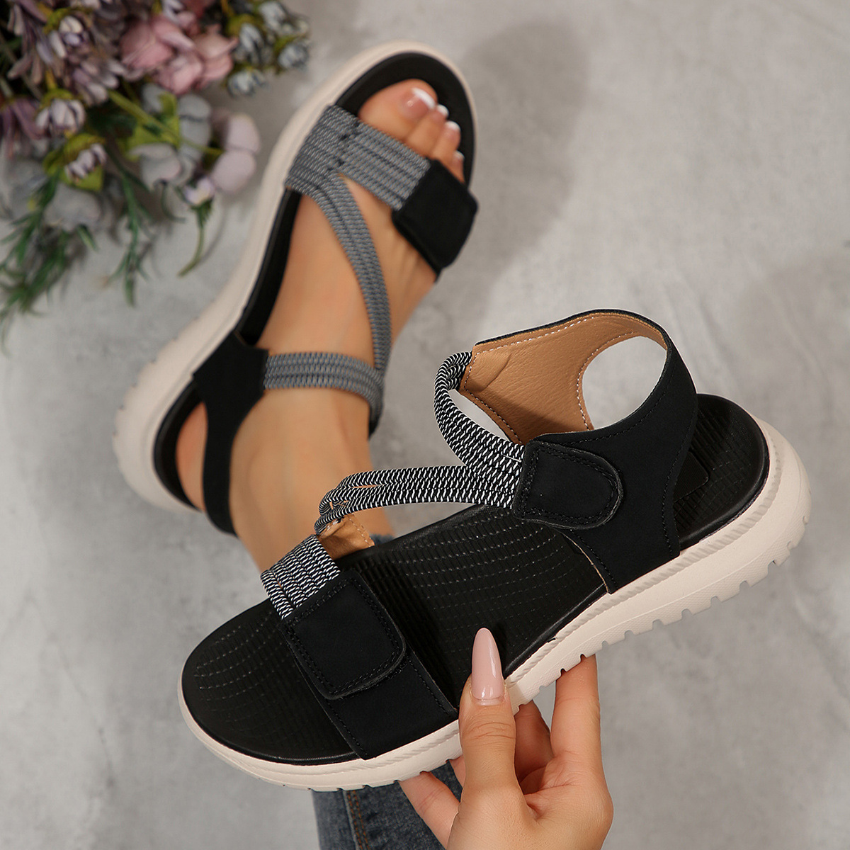 Women's Cloth Platform Beach Sandals foto 4