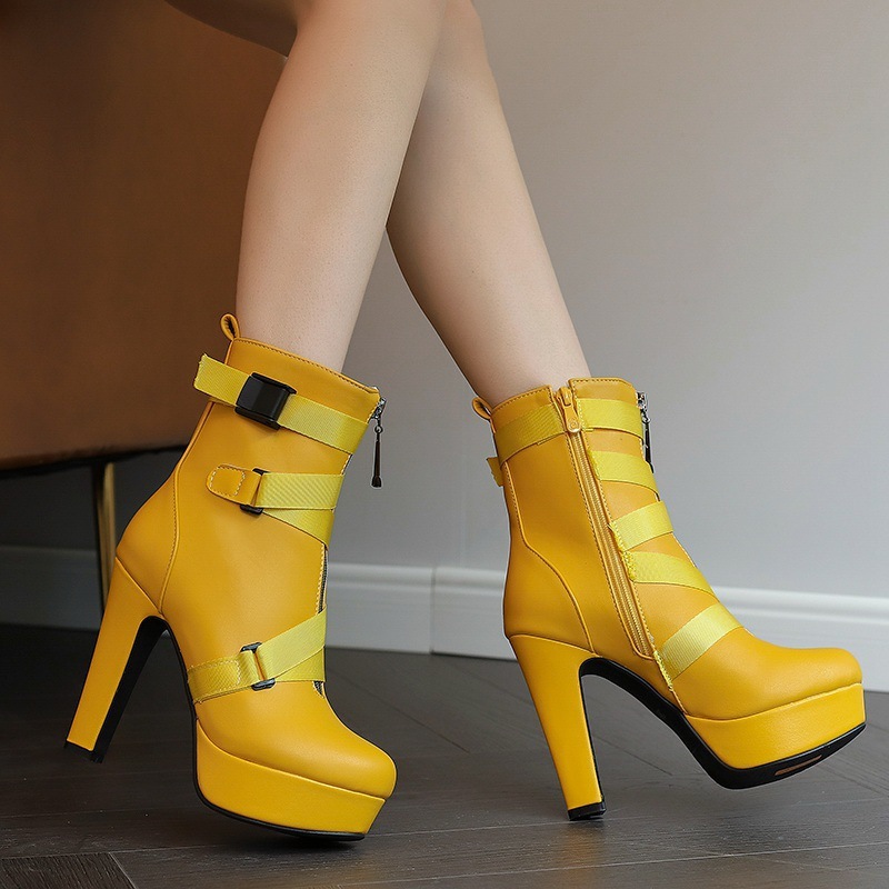 New Womens Mid-calf Boots With Thick Soles And Chunky Heels foto 2