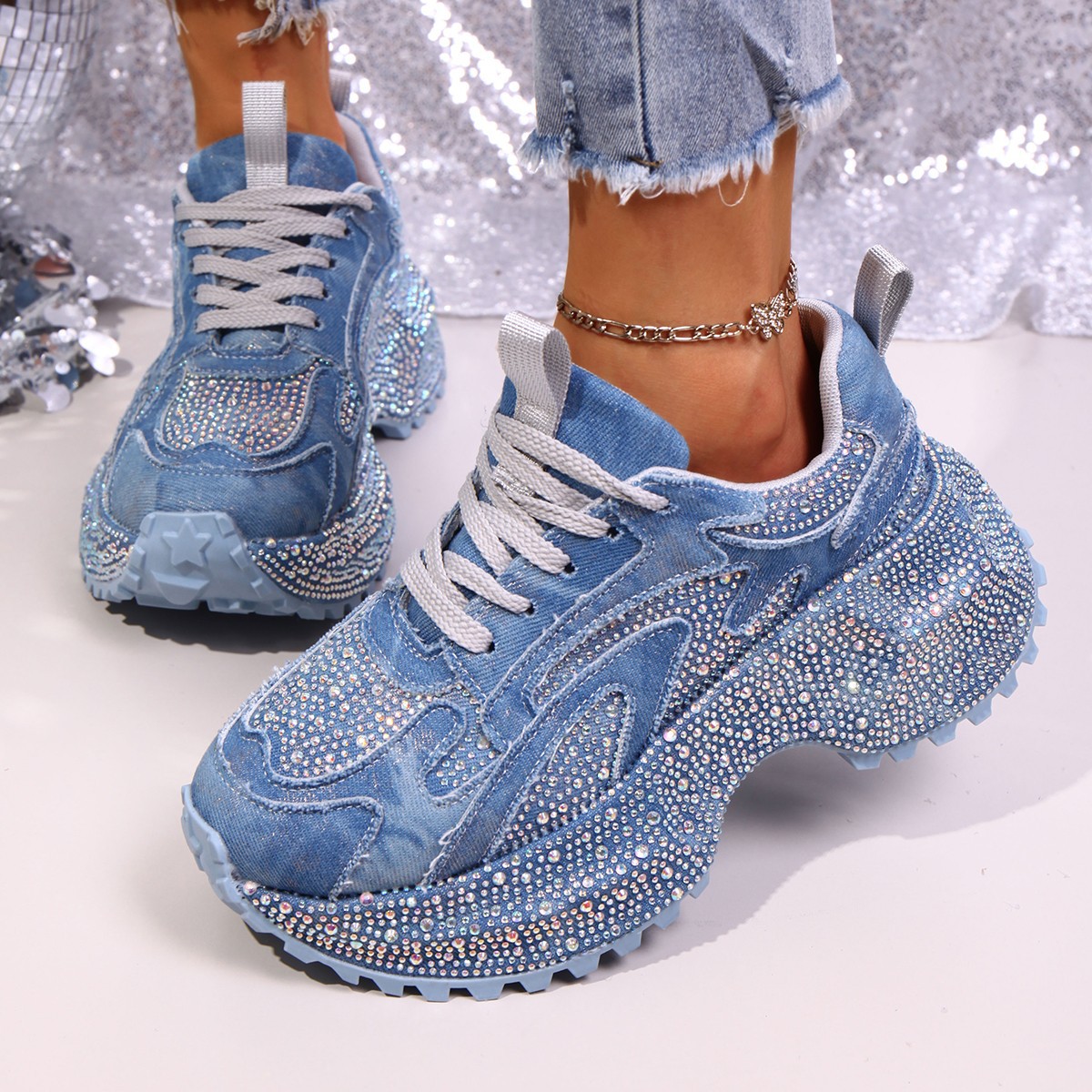 Womens Stylish Versatile Height-increasing Thick-soled Casual Sneakers
