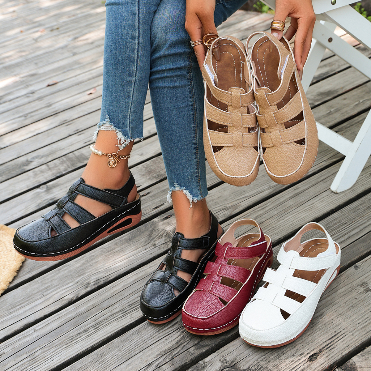 Wedge-heel Comfortable And Breathable Roman-style Shoes foto 4