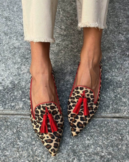 Leopard Pointed Casual Pumps Women's Flat Heel foto 2