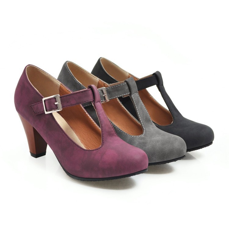 Women's Shoes Spring And Autumn Buckle T-strap foto 3