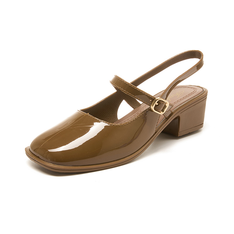 Ladies' Versatile Mary Jane Coarse Heel Shallow Mouth Baotou High Heels foto 3
