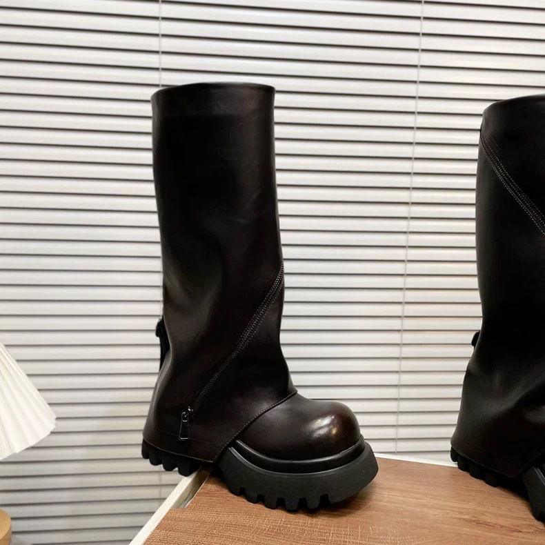 New Autumn Women's High Boots With Zippers And Thick Soles foto 5