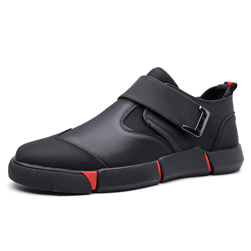 Men's Casual Leather Shoes Comfortable Slip-on Low-top Velcro Non-slip Flat Heel Shock Absorption foto 2
