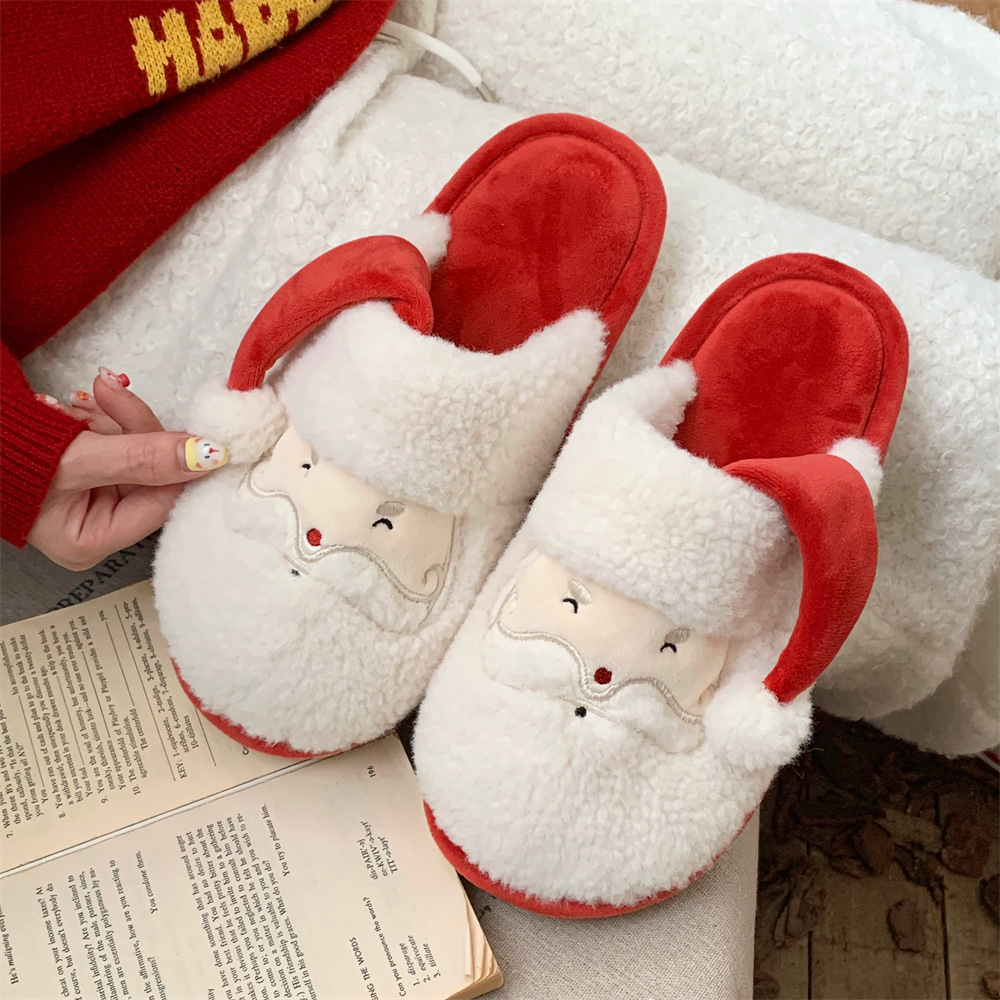 Male And Female Cute Santa Ins Leisure Warm Plush Confinement Shoes foto 5