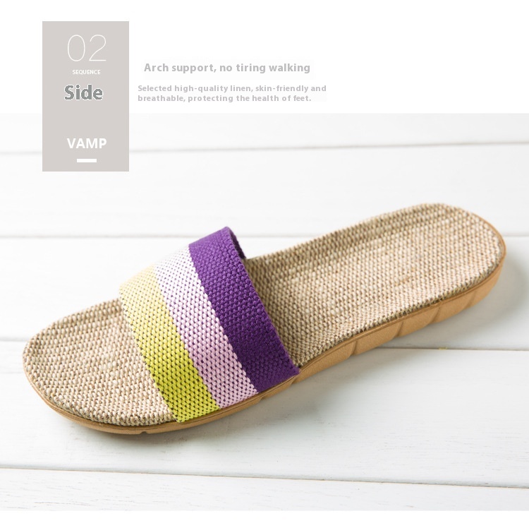 Linen Slippers Couple Indoor Platform Non-slip Non-stinky Feet foto 4
