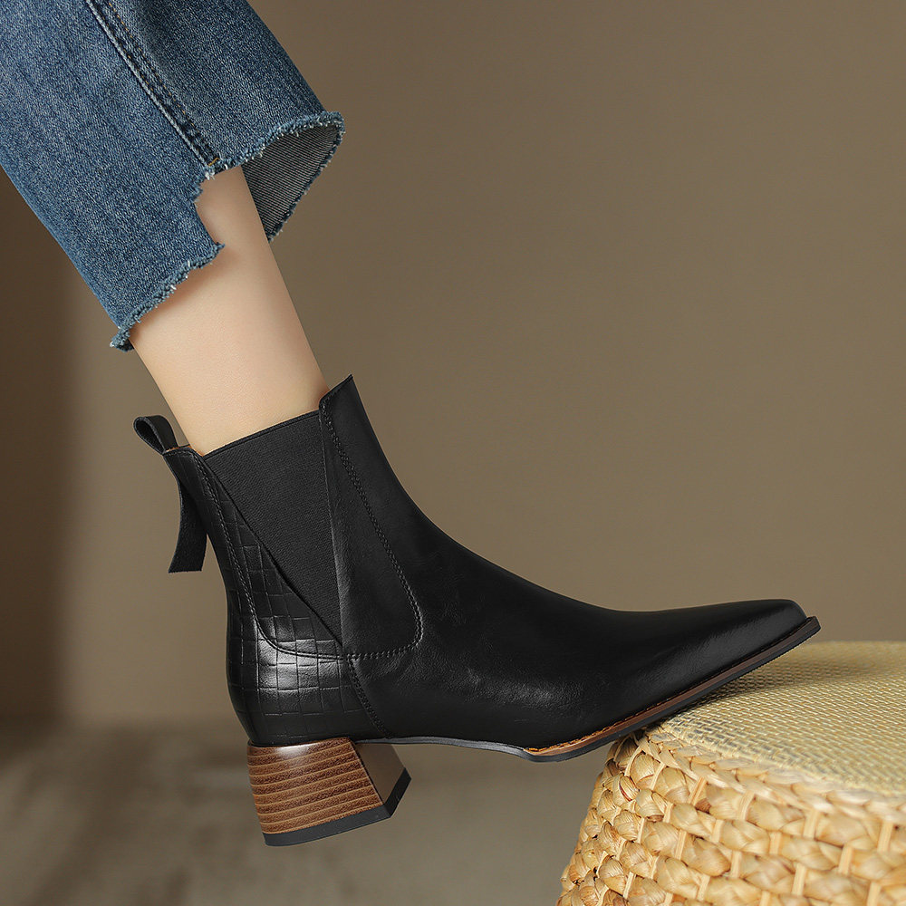 Womens Mid-heel Pointed-toe Martens Boots foto 2