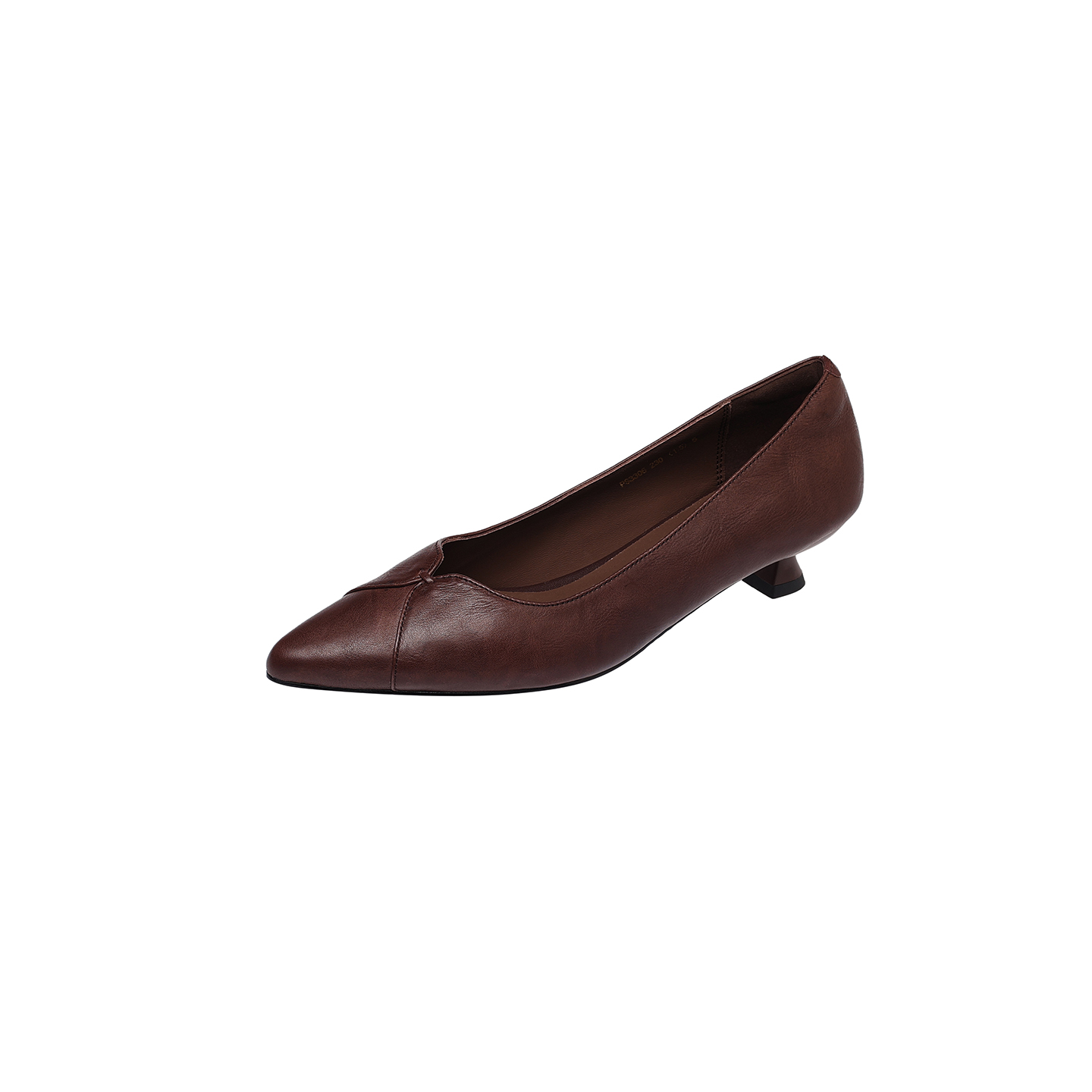 Women's Washed Full-Grain Cowhide Kitten Heel Pumps, Pointed Toe Handcrafted Leather Dress Shoes foto 2