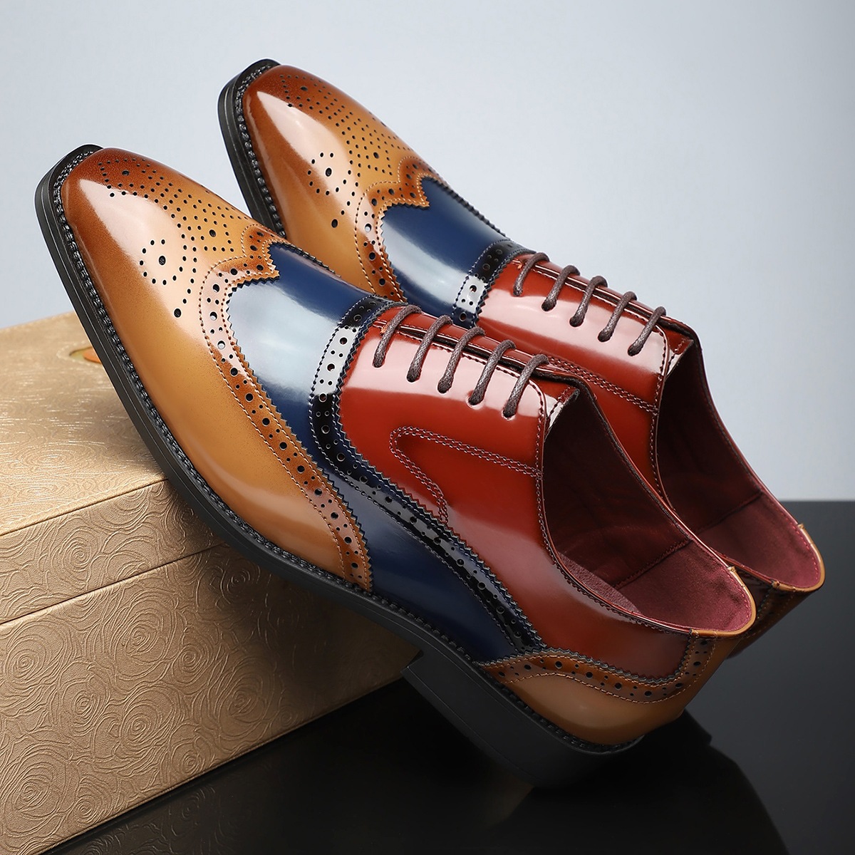 Men's British-style Business Formal Pointed-toe Lace-up Casual Shoes foto 2