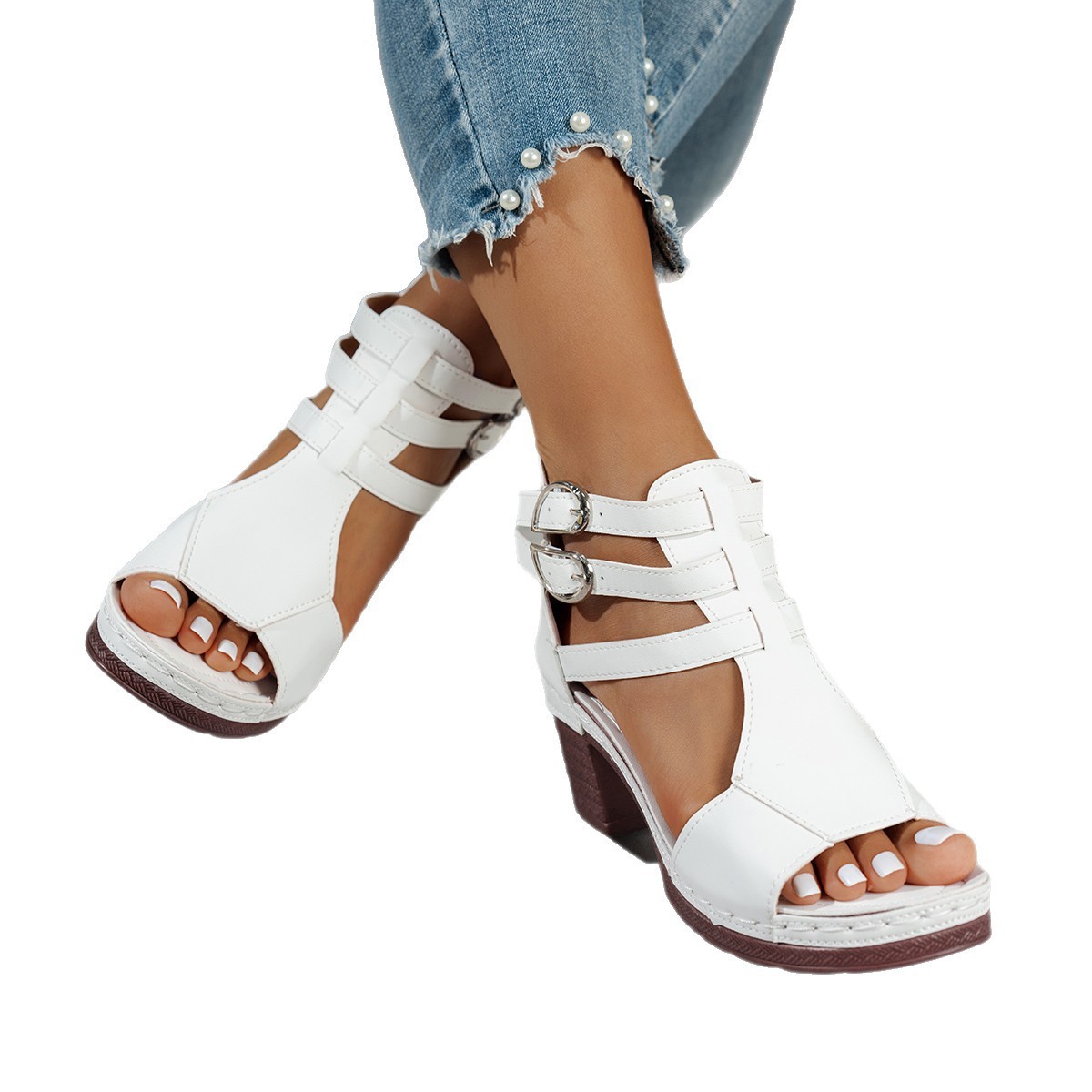 Womens Stylish Casual Peep-toe Wedge High-heeled Sandals foto 2