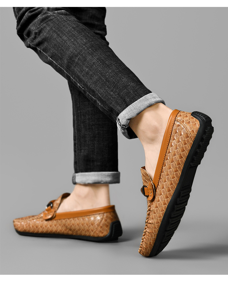 Men's Hollow-out Light Soft Flat Leather Shoes foto 2