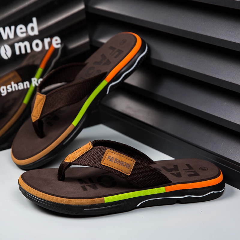 Men's Flip Flops Summer Outdoor Non-slip Soft Bottom Sandals Woven Belt Clip foto 4