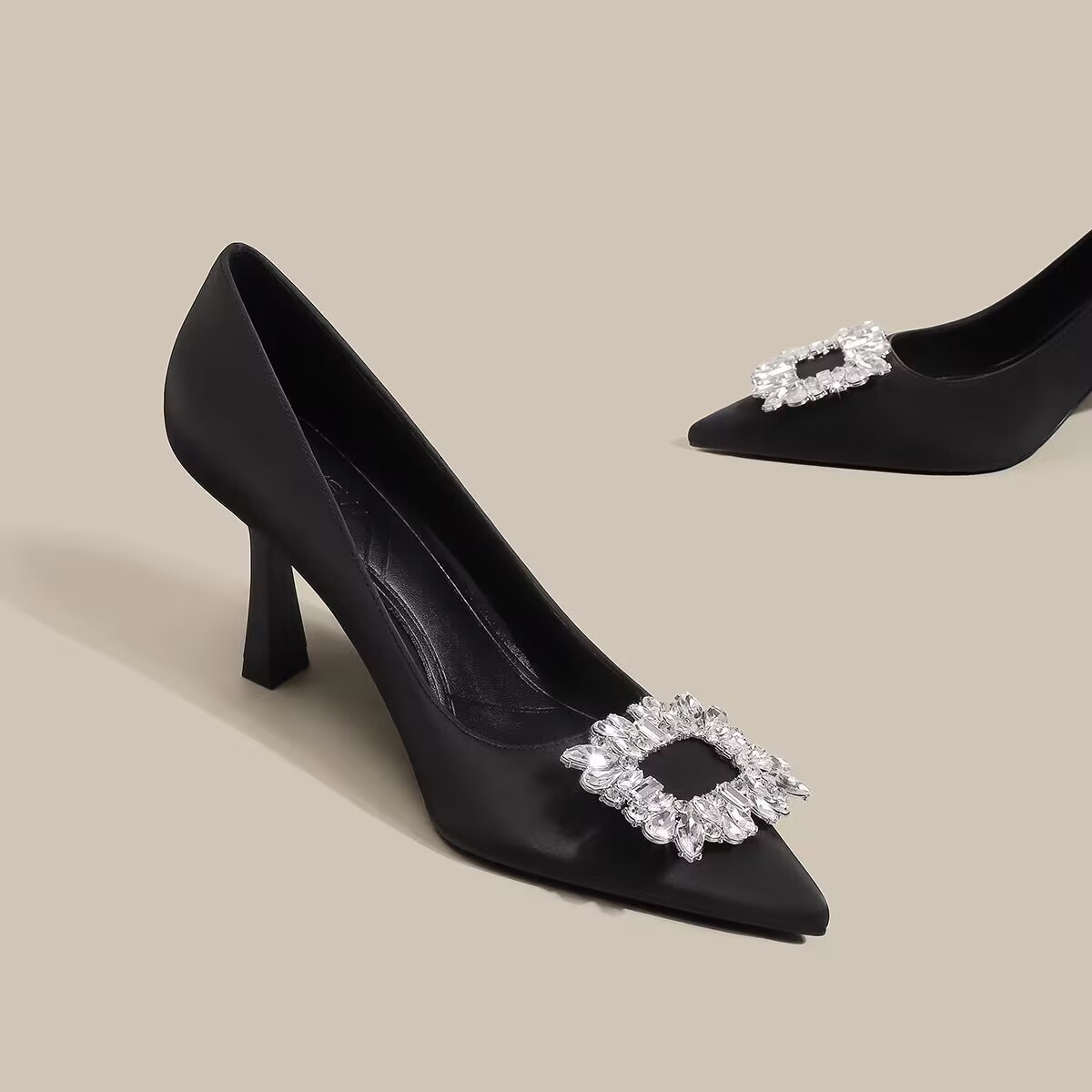 French Pointed High Heels Women Temperament Bride Thin Solid Color foto 3