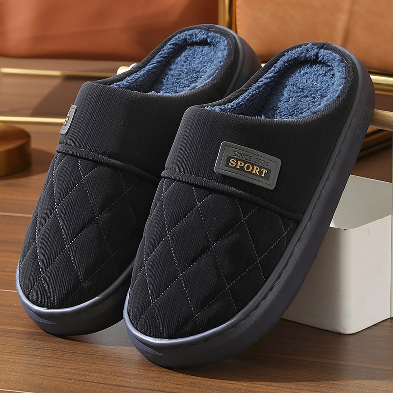 Men's Home Slippers Winter Warm Plush House Shoes Indoor Non-slip Floor Bedroom Slipper Casual All-match Shoes foto 3