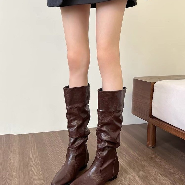 Small Retro Pointed Height Increasing Insole Boots Below The Knee High foto 4