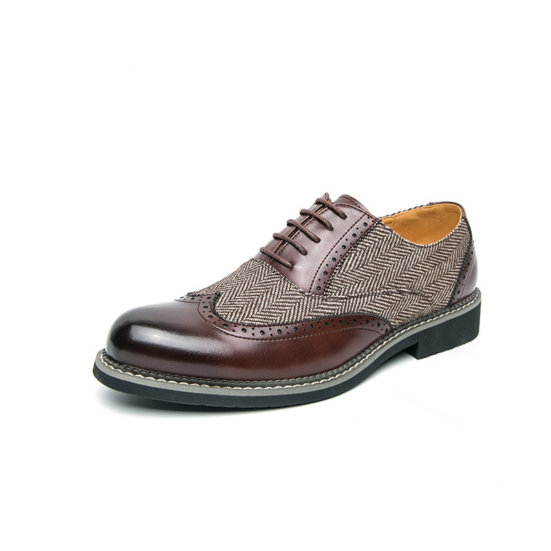 Fashion Brogue Men's Korean-style Casual Formal Wear Leather Shoes foto 5