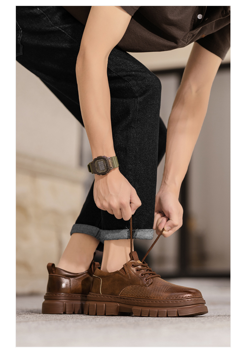 Genuine Leather Breathable Platform Height Increasing Work Casual Shoes foto 5