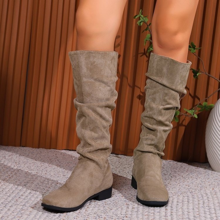 Plus Size Casual Suede Chunky Heel Boots foto 4